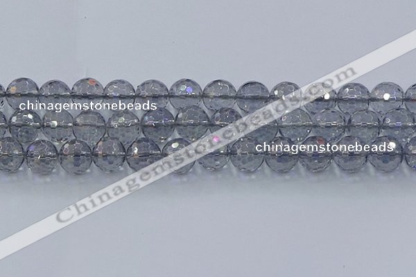 CNC643 15.5 inches 14mm faceted round plated natural white crystal beads