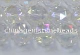 CNC648 15.5 inches 12mm faceted round plated natural white crystal beads