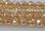 CNC651 15.5 inches 6mm faceted round plated natural white crystal beads