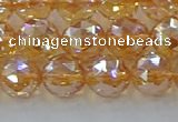 CNC653 15.5 inches 10mm faceted round plated natural white crystal beads