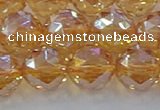 CNC655 15.5 inches 14mm faceted round plated natural white crystal beads