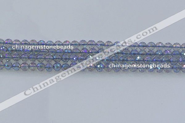 CNC657 15.5 inches 6mm faceted round plated natural white crystal beads