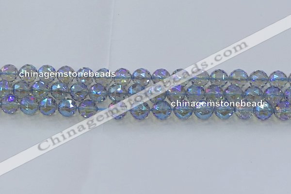 CNC659 15.5 inches 10mm faceted round plated natural white crystal beads