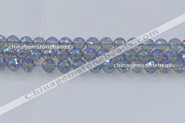 CNC660 15.5 inches 12mm faceted round plated natural white crystal beads