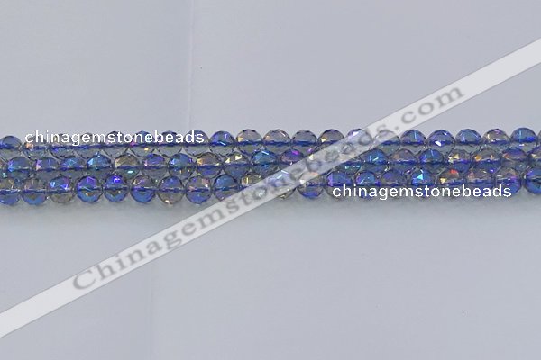 CNC663 15.5 inches 6mm faceted round plated natural white crystal beads