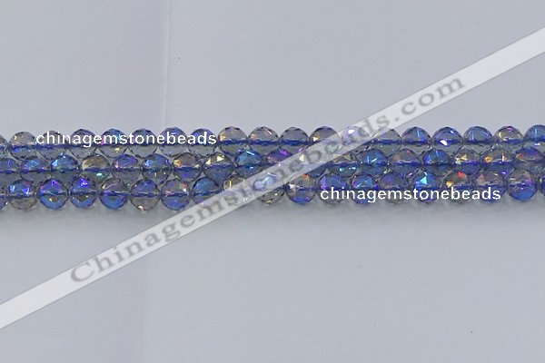 CNC664 15.5 inches 8mm faceted round plated natural white crystal beads