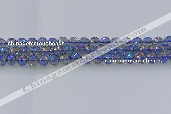 CNC665 15.5 inches 10mm faceted round plated natural white crystal beads
