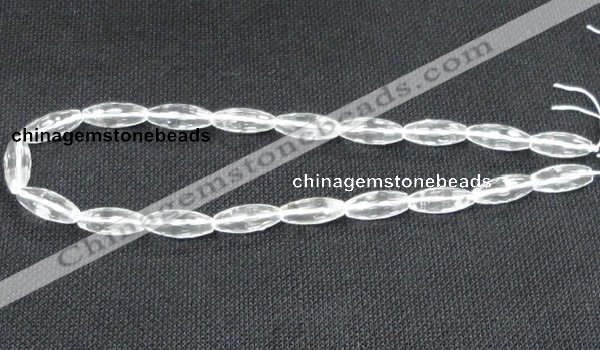 CNC67 8*20mm faceted rice grade A natural white crystal beads