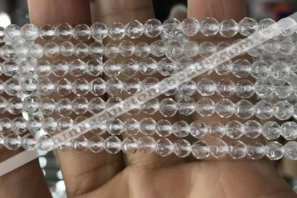 CNC701 15.5 inches 4mm faceted round white crystal beads