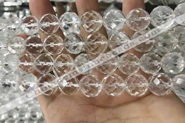 CNC708 15.5 inches 18mm faceted round white crystal beads