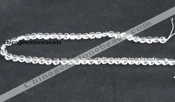 CNC71 15 inches 8mm faceted coin grade A natural white crystal beads