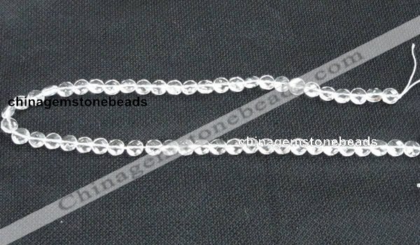 CNC71 15 inches 8mm faceted coin grade A natural white crystal beads