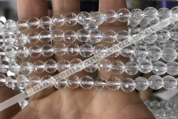 CNC712 15.5 inches 6mm faceted round white crystal beads