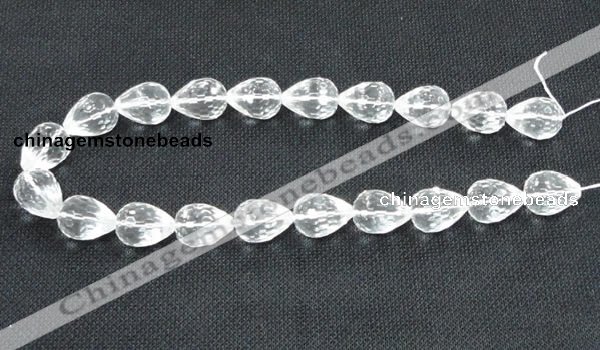 CNC74 8*12mm faceted teardrop grade A natural white crystal beads