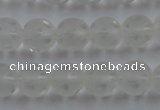 CNC82 15.5 inches 8mm carved round matte white crystal beads