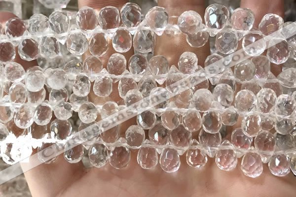 CNC822 Top drilled 6*9mm faceted teardrop white crystal beads