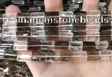 CNC829 8*12mm faceted rectangle white crystal & smoky quartz beads