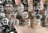 CNC832 12*16mm - 15*20mm freefrom white crystal & smoky quartz beads