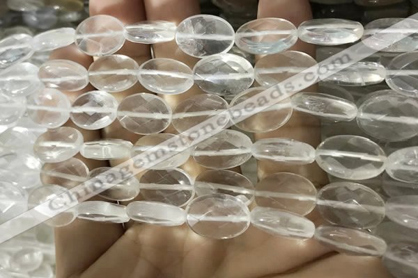 CNC841 15.5 inches 10*14mm faceted oval white crystal beads