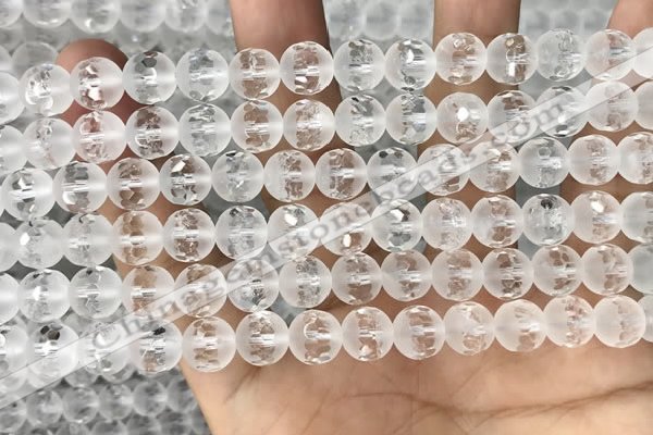 CNC851 15.5 inches 8mm faceted round white crystal beads