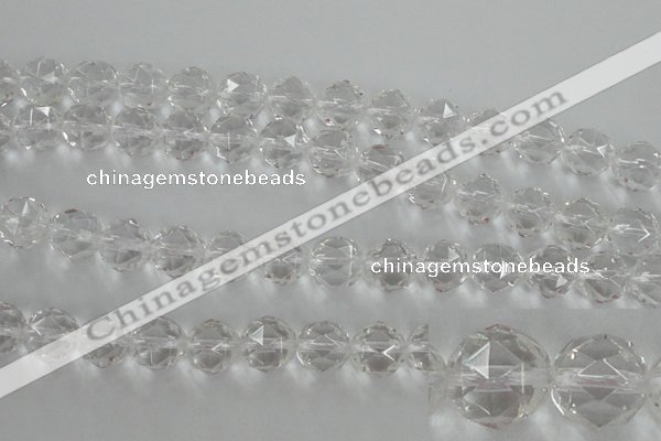 CNC90 15.5 inches 10mm faceted round natural white crystal beads