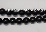 CNE03 15.5 inches 8mm round black stone needle beads wholesale