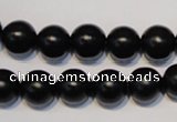 CNE06 15.5 inches 14mm round black stone needle beads wholesale