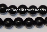 CNE07 15.5 inches 16mm round black stone needle beads wholesale