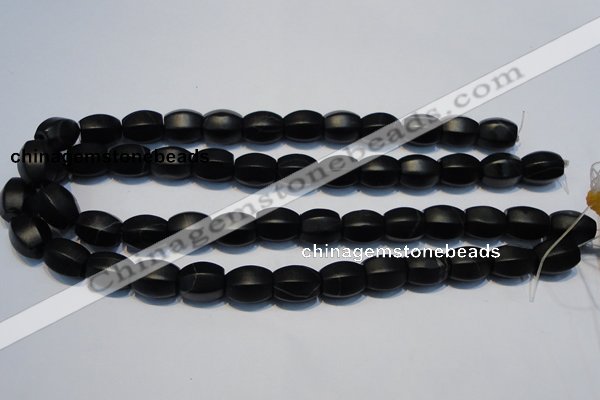 CNE16 15.5 inches 12*16mm drum black stone needle beads wholesale