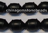 CNE17 15.5 inches 12*16mm barrel black stone needle beads wholesale