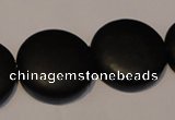 CNE19 15.5 inches 20mm flat round black stone needle beads wholesale