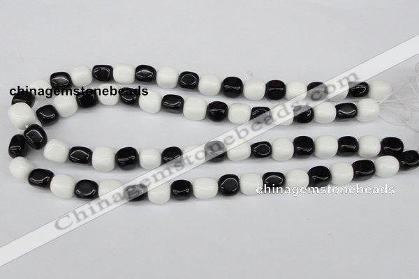 CNG02 15.5 inches 9*12mm nuggets black & white agate beads