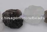 CNG1007 15.5 inches 15*25mm - 25*30mm nuggets white & smoky quartz beads