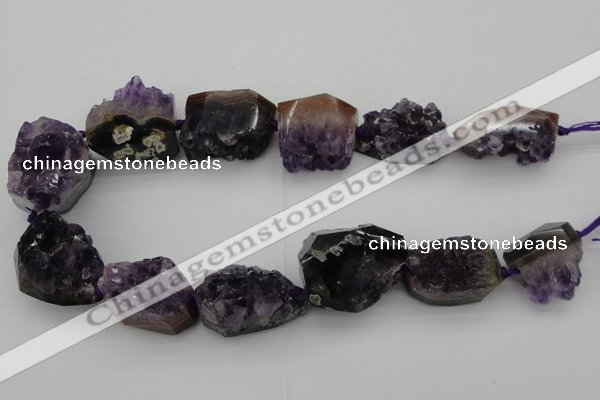 CNG1019 15.5 inches 20*25mm - 25*35mm nuggets amethyst gemstone beads