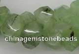 CNG1022 10*14mm - 15*20mm faceted nuggets green rutilated quartz beads