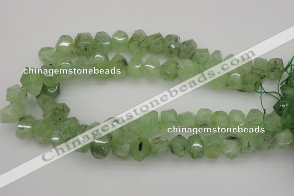 CNG1022 10*14mm - 15*20mm faceted nuggets green rutilated quartz beads