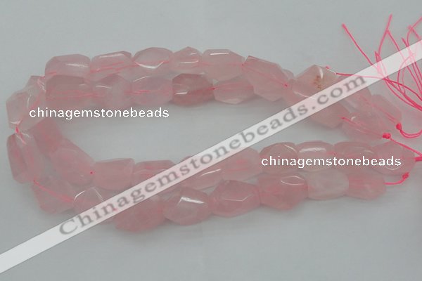 CNG1056 15.5 inches 12*16mm - 15*20mm faceted nuggets rose quartz beads