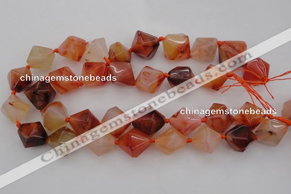 CNG1066 15.5 inches 13*18mm - 16*22mm faceted bicone red agate beads