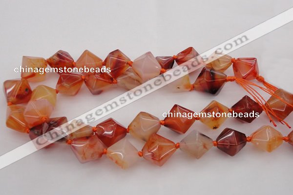 CNG1067 15.5 inches 15*20mm - 18*25mm faceted bicone red agate beads