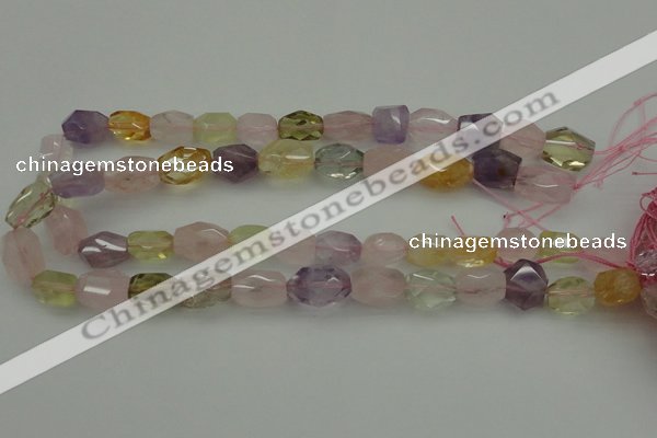 CNG1103 15.5 inches 12*16mm - 13*18mm faceted nuggets mixed quartz beads