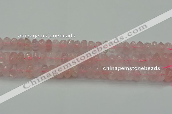 CNG1177 15.5 inches 6*14mm - 8*14mm nuggets rose quartz beads