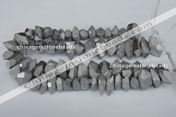 CNG1300 15.5 inches 10*20mm - 15*30mm faceted nuggets plated quartz beads