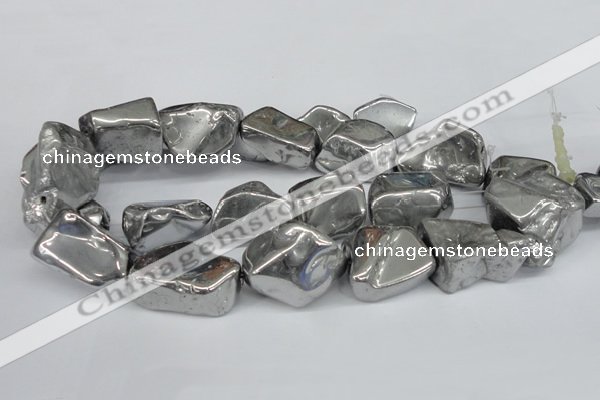 CNG1320 15.5 inches 15*30mm – 25*35mm nuggets plated quartz beads