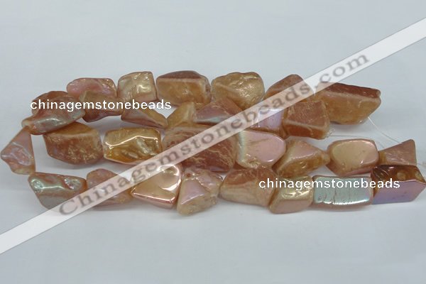 CNG1321 15.5 inches 15*30mm – 25*35mm nuggets plated quartz beads