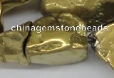 CNG1322 15.5 inches 15*30mm – 25*35mm nuggets plated quartz beads