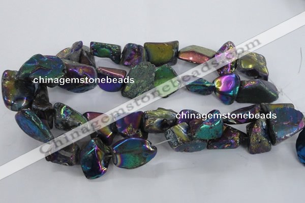 CNG1325 15.5 inches 15*20mm - 22*30mm nuggets plated quartz beads