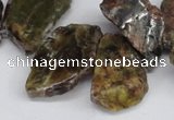 CNG1430 Top drilled 20*25mm - 30*40mm freeform green garnet beads