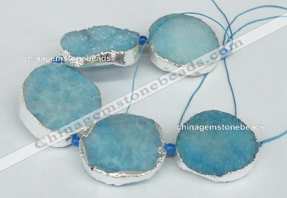 CNG1492 8 inches 30*35mm - 35*45mm freeform agate beads with brass setting