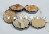 CNG1494 8 inches 30*35mm - 35*45mm freeform agate beads with brass setting