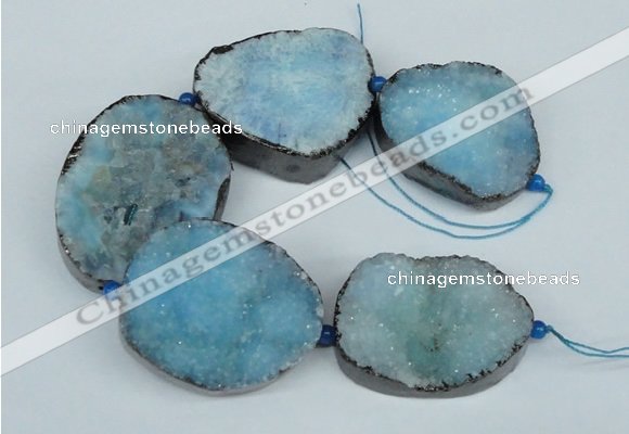 CNG1495 8 inches 30*35mm - 35*45mm freeform agate beads with brass setting